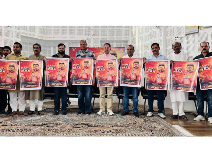 Former Deputy Mayor, Baldev Singh Billawaria releasing a devotional song at Jammu on Tuesday.