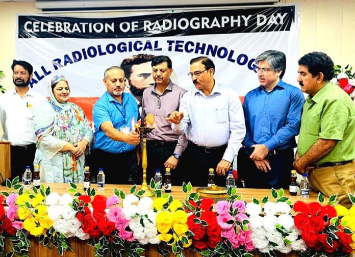 MS of CD Hospital Jammu, Dr Rakesh K Sharma and other dignitaries inaugurating World Radiography Day function.