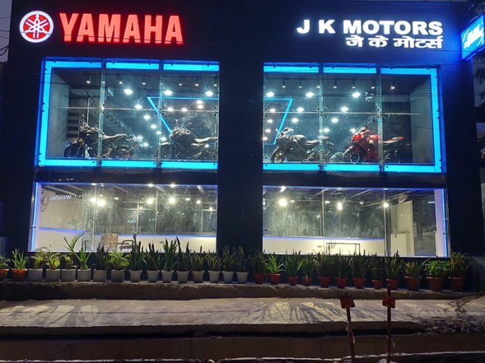 A magnificent view of renovated showroom of JK Yamaha in Jammu.