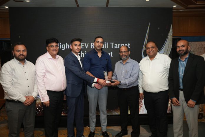 Sanjay Mahajan, MD of AM Tata receiving an award during a function held on Tuesday.