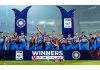 Indian women cricket team posing with trophy after winning T20I series against West Indies at Navi Mumbai.