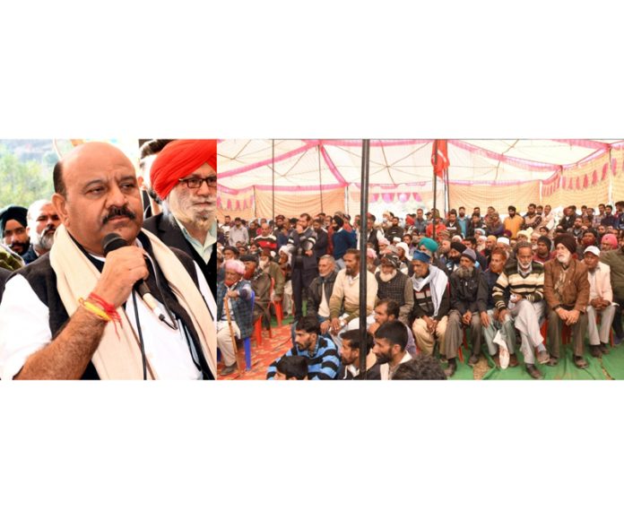 DyCM speaking during Public Darbar at Narian in Rajouri on Saturday.