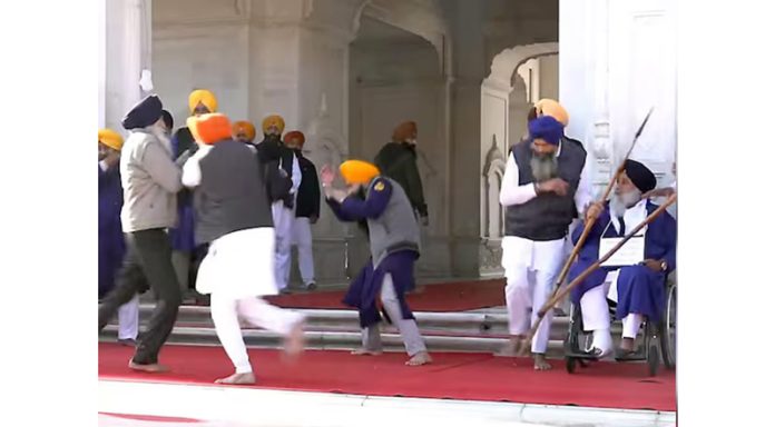 A view of assassination attempt on SAD leader Sukhbir Singh Badal at Golden Temple on Wednesday.