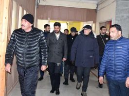 CM Omar Abdullah inspects snow clearance operations and development works in Ganderbal on Saturday. -Excelsior/Firdous