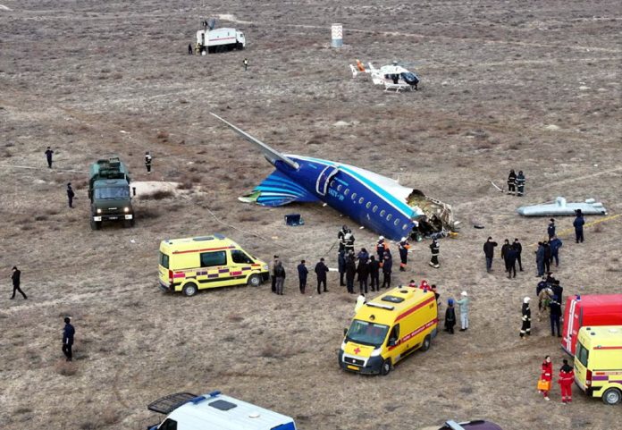 Wreckage of the airliner.