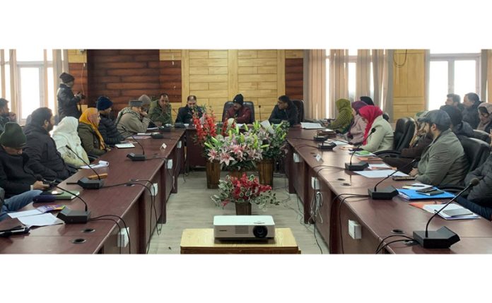 Chairman DDC Srinagar Aftab Malik chairing a meeting.