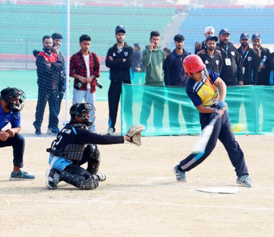 Softball players in action during a match at MA Stadium on Saturday. -Excelsior/Rakesh