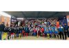 Players posing along with trophies during prize distribution ceremony of Doon International School.