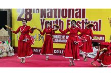 Artists performing during UT-level Inter-Division 28th National Youth Festival at Jammu.