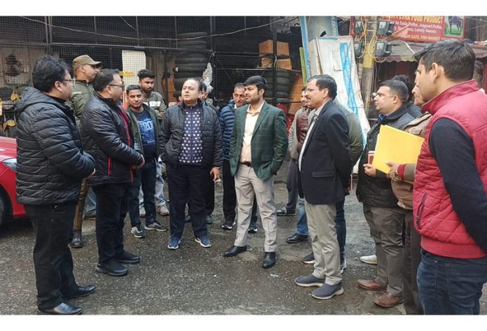 Dr. Devansh Yadav, Commissioner JMC along with other officers during a tour of Jammu North on Monday.