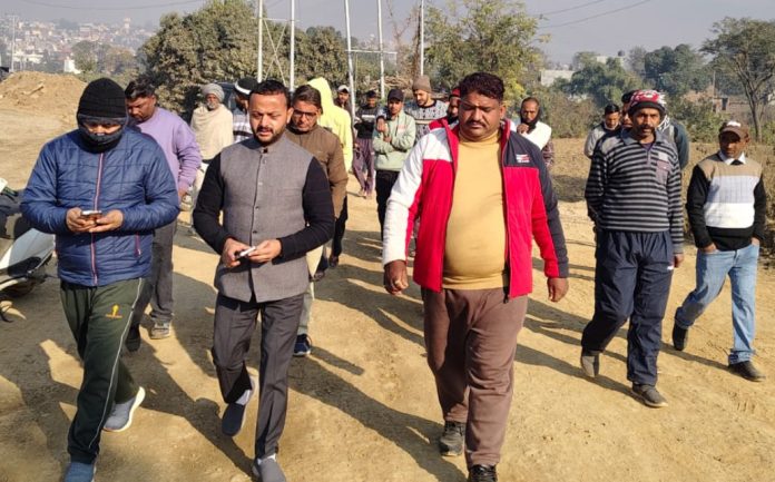 Senior Cong leader Sumit Magotra during visit to Sial Salan area of Udhampur.