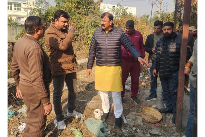 MLA Jammu West, Arvind Gupta during his visit to Shakti Nagar Cremation Ground.