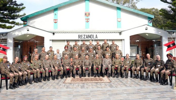 Army chief Gen Upendra Dwivedi posing with officers.