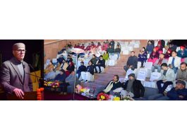 CM Omar Abdullah addressing a function at Bagh-e-Bahu in Jammu.