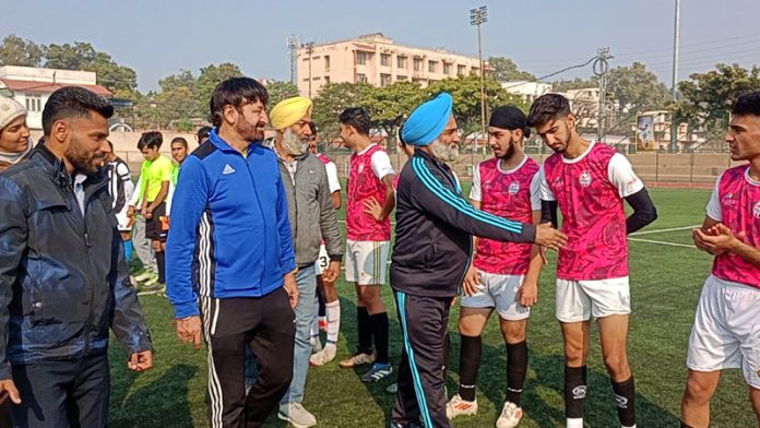 Chief guest interacting with players before a match on Wednesday.