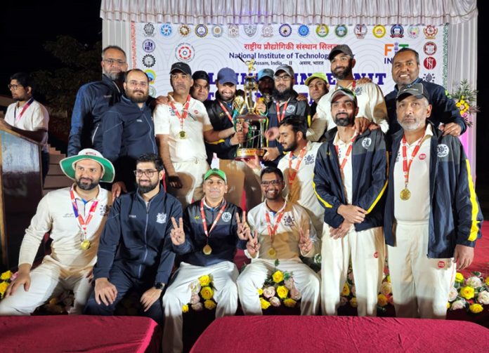 Winning team posing along with trophy at NIT Silchar, Assam.