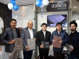 Executives of Italica India during the launch of company's studio at Gandhi Nagar, Jammu. -Excelsior/Rakesh