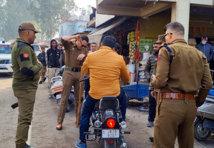 Police in action during drive against violators of traffic rules.