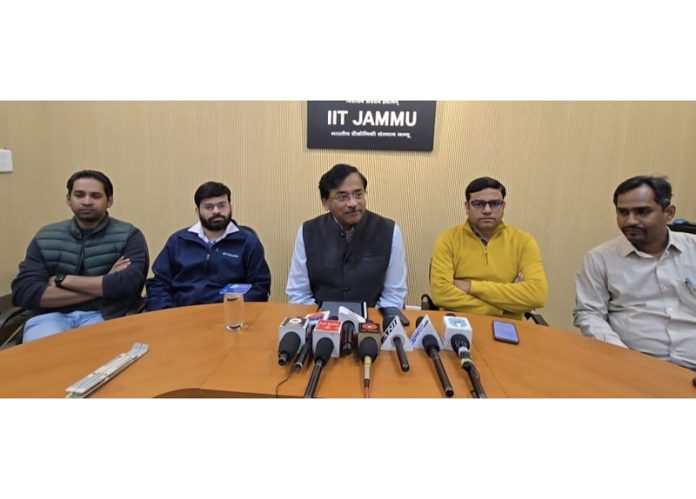 Prof. Manoj Singh Gaur, Director, IIT Jammu addressing a press conference in Jammu on Monday.