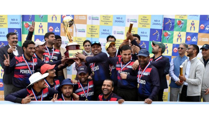 Winning team posing along with trophy at MA Stadium.— Excelsior/Rakesh