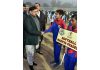 J&K Sports Minister Satish Sharma shaking hand with players druing inauguration of Softball Championship at MA Stadium on Friday.