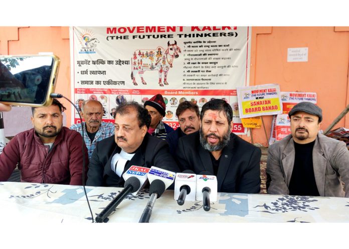 Advocates addressing a press conference at Jammu on Monday.