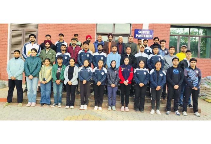 Jammu and Kashmir shooters posing for a group photograph before leaving for National Championship at Jammu.