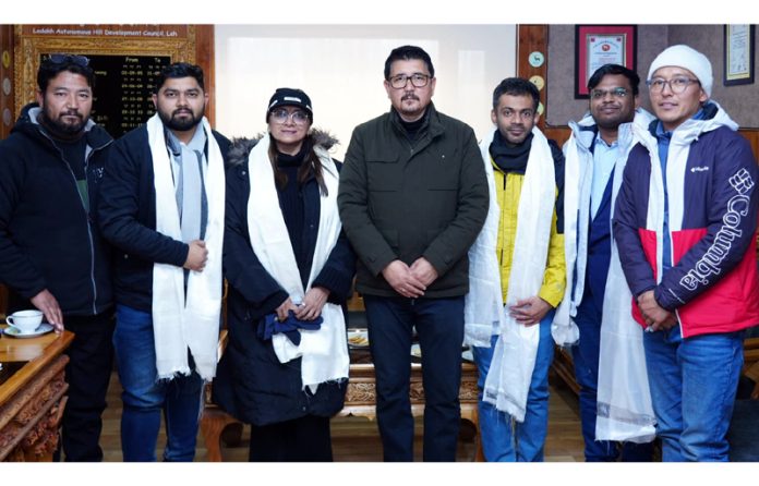 Chairman/CEC Leh, Adv. Tashi Gyalson posing alongwith officials of KIWG at Leh.