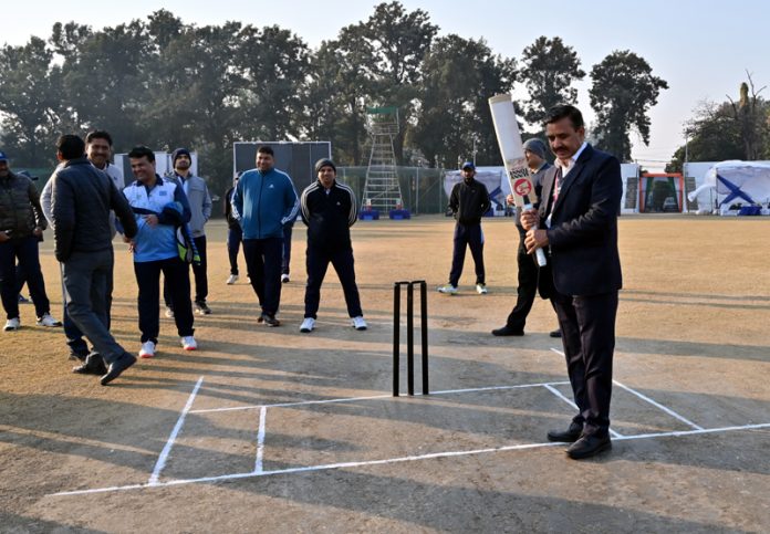 Ram Swaroop, Executive Director NHPC ready to play during inaugural event of Maitri Cup T-20 Cricket Tournament.