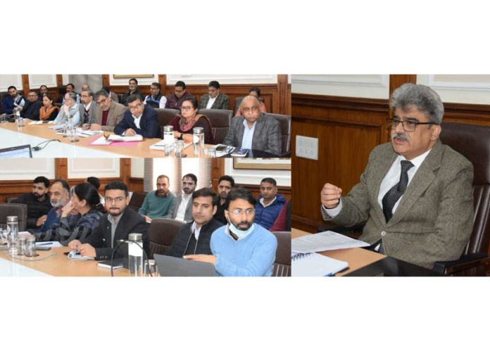 Chief Secretary Atal Dulloo chairing a meeting on Friday.