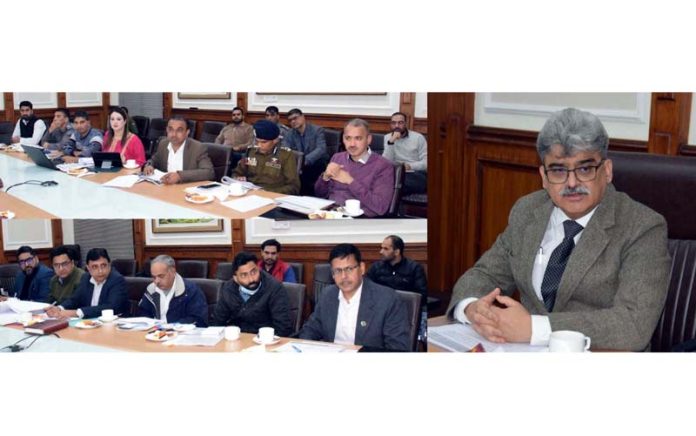 CS Atal Dulloo chairing a meeting at Jammu on Tuesday.