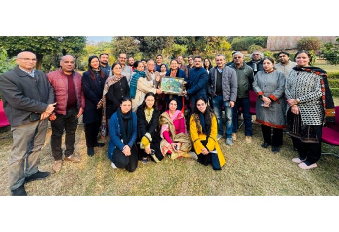 Jammu University's life sciences' faculty members during an interaction session at Botanical Garden.