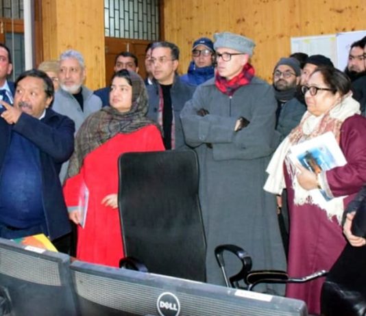 CM Omar Abdullah inspecting SLDC at Bemina in Srinagar.