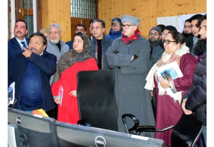 CM Omar Abdullah inspecting SLDC at Bemina in Srinagar.