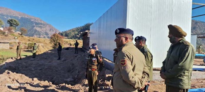 ADGP Jammu Zone, Anand Jain, reviewing security arrangements at a police post in Bani-Machedi area of Kathua on Thursday.