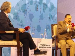 Union Minister Dr. Jitendra Singh at an exclusive session during a Health Conclave organised by NDTV at Hotel Hyatt, New Delhi.