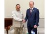 Israel's Industry Minister, Nir Barkat calling on Union Minister Dr Jitendra Singh in his Parliament House chamber at New Delhi on Tuesday.