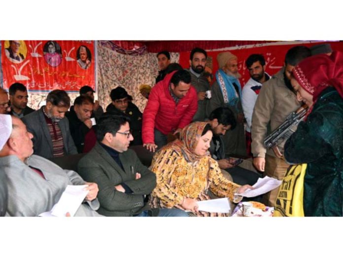 Minister Sakina Itoo during public grievances redressal camp on Saturday.