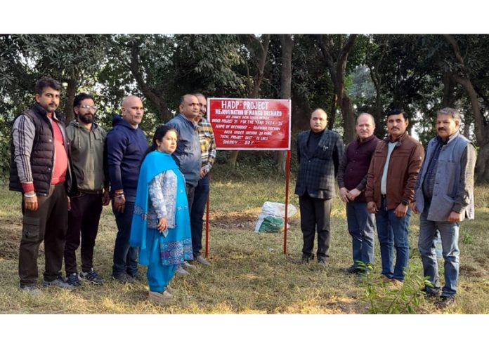 Director Horticulture, C L Sharma launching project of rejuvenation of old, senile Orchards in Kathua on Sunday.