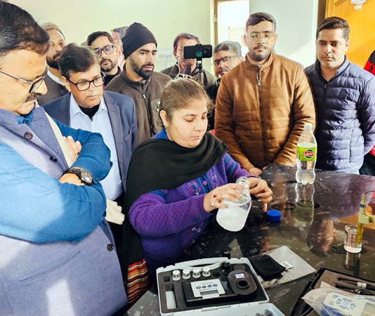 Minister Javed Rana during visit to water filtration plant.