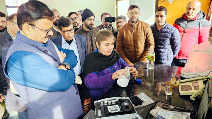 Minister Javed Rana during visit to water filtration plant.