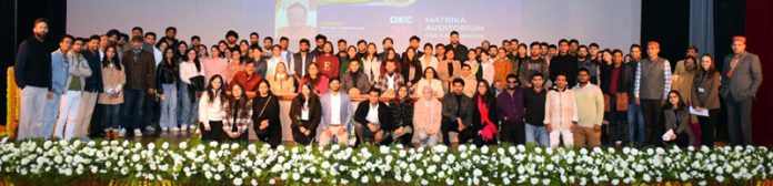 Former students of SMVDU posing for a group photograph during an Alumni Meet held at Katra on Sunday.