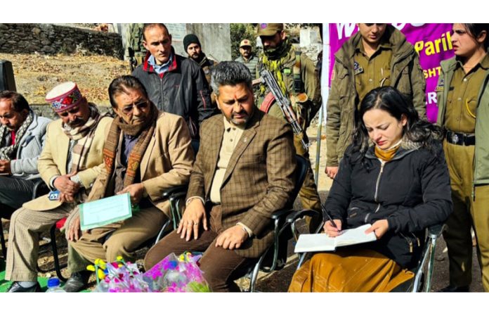 MLA Kishtwar Shagun Parihar addressing a public darbar at Panchayat Tagood.