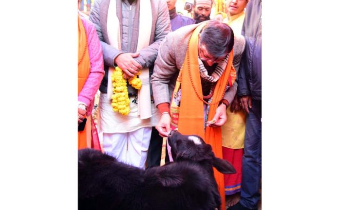 U’khand CM Pushkar Singh Dhami inaugurating Winter Char Dham Yatra in Ukhimath on Sunday.