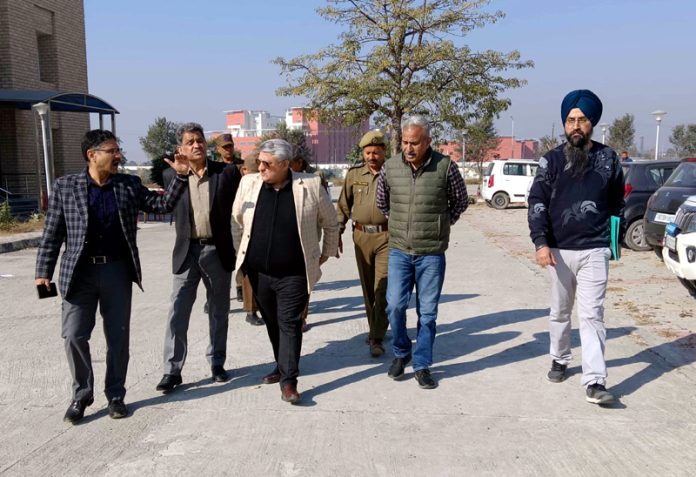 Transport Commissioner Vishesh Mahajan along with other officers during inspection of I&CC Samba.