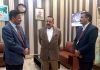 NHPC's Director Projects and Executive Director Regional Office interacting with Dr Jitendra Singh in Jammu on Friday.