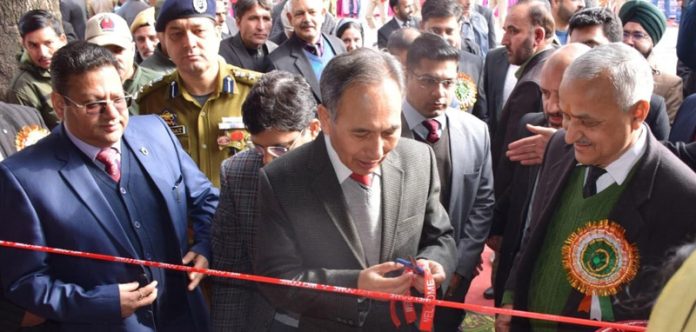 Chief Justice of the High Court of J&K and Ladakh, Justice Tashi Rabstan inaugurating National Lok Adalat at DCC Poonch on Saturday.