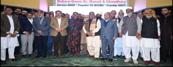 Rich tribute being paid to Dr Masud Choudhary during a function held at Gurjar Desh Charitable Trust, Jammu.