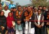 MLA Vijaypur, Chander Parkash Ganga kick starting construction of lane and drain in Purmandal on Sunday.