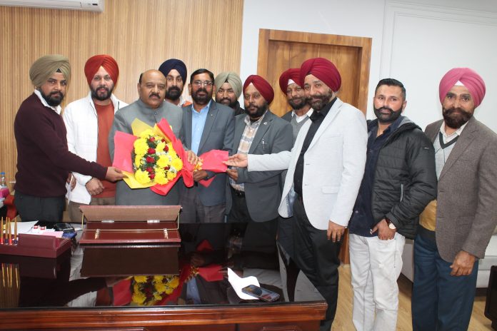 Members of a delegation during meeting with Dy CM Surinder Choudhary in Jammu on Tuesday.